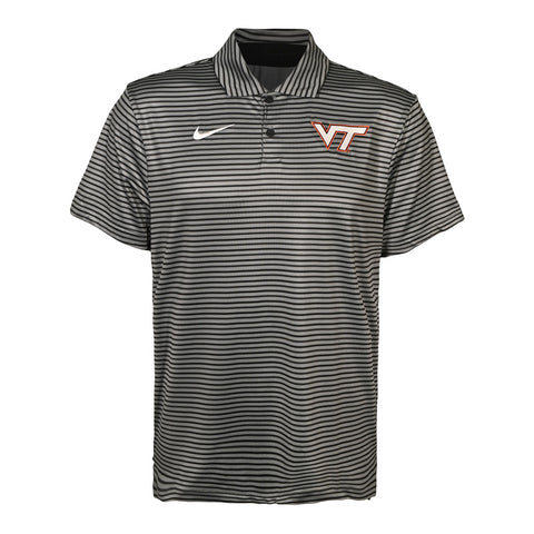Virginia Tech Men's Dri-FIT Stripe Tour Polo: Charcoal by Nike