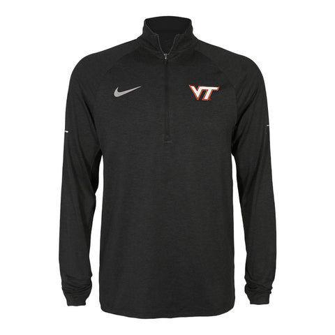 Virginia Tech Men's Dri-FIT Swift Heathered Half-Zip: Black by Nike