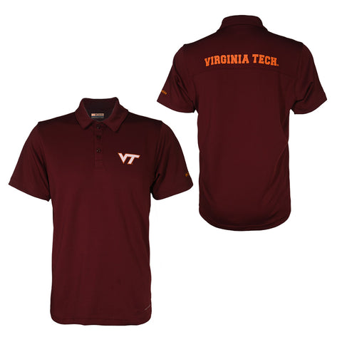 Virginia Tech Men's Fair Catch Polo: Maroon by Columbia