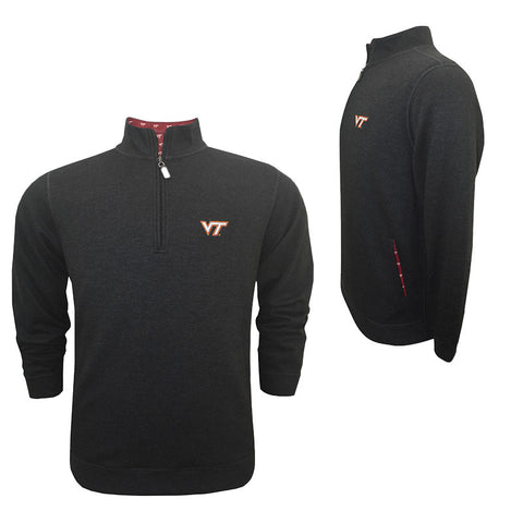 Virginia Tech Men's Logo-Lined Melange Zip Pullover by Horn Legend
