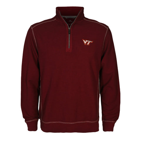 Virginia Tech Men's Montego Bay Half-Zip: Maroon Berry by Tommy Bahama