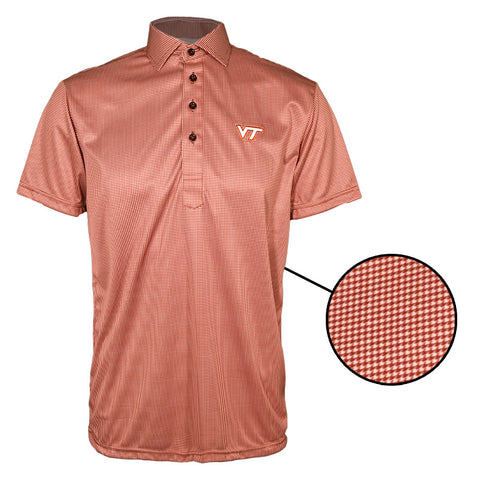 Virginia Tech Men's Semi Spread Polo: Maroon Houndstooth by Collars and Co.