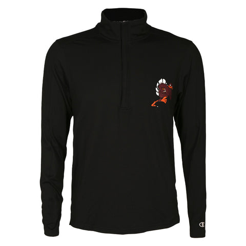 Virginia Tech Men's Soft Touch Football HokieBird Quarter-Zip: Black by Champion