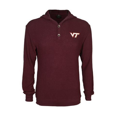 Virginia Tech Men's Sweet Dee Waffle Hooded Henley Pullover