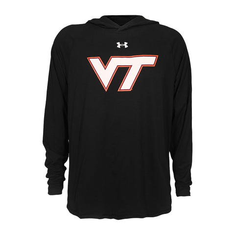 Virginia Tech Men's Tech Stretch Hooded Long-Sleeved Top : Black by Under Armour