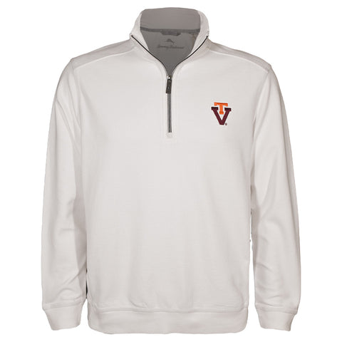 Virginia Tech Men's Vault Logo Montego Bay Half-Zip: White by Tommy Bahama