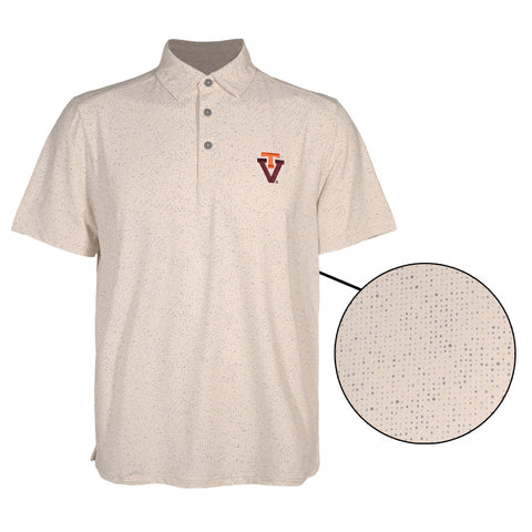 Virginia Tech Men's Vault Logo Palm Dunes Polo: Pale Clay by Tommy Bahama