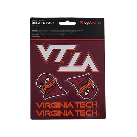 Virginia Tech Mini Decals: Pack of 6