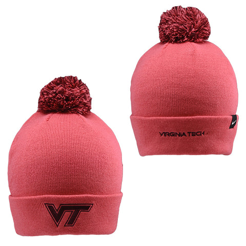 Virginia Tech Peak Tonal Logo Cuffed Pom Beanie: Archaeo Pink by Nike