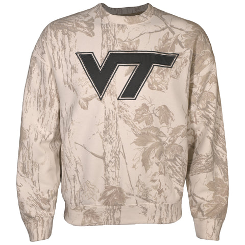 Virginia Tech Real Tree Camo Crewneck Sweatshirt: Gray Snow