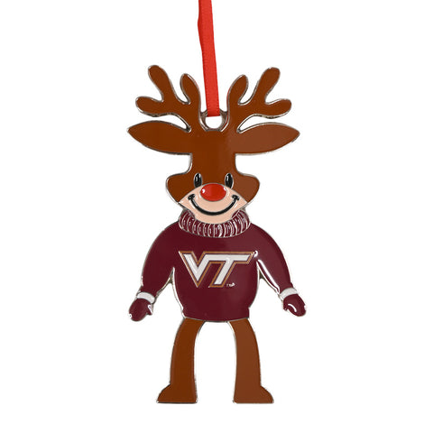 Virginia Tech Reindeer Metal Ornament