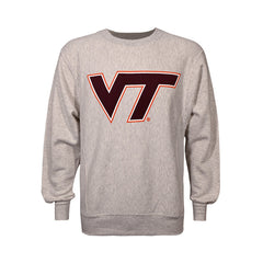 Virginia Tech Reverse Knit Logo Crewneck Sweatshirt: Ash Gray by