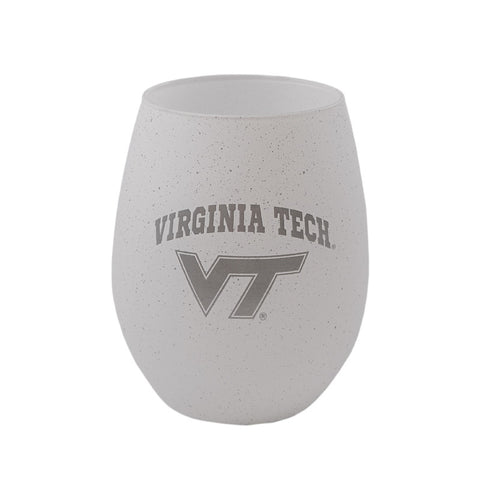 Virginia Tech Silver Speckled Stemless Wine Glass