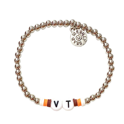 Virginia Tech Silver Tone Beaded Bracelet