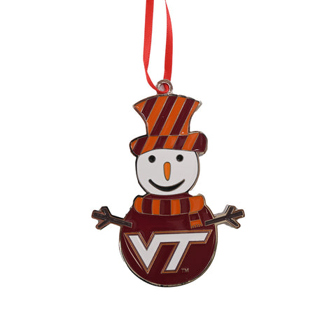 Virginia Tech Snowman Metal Ornament
