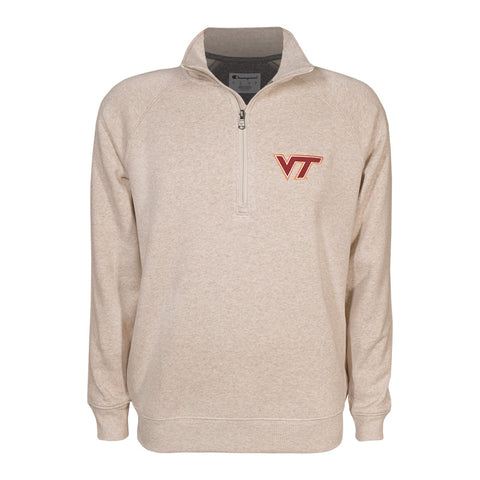 Virginia Tech Triumph Embroidered Logo Fleece 1/2 Zip: Oatmeal by Champion