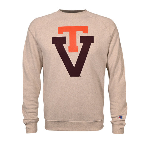 Virginia Tech Triumph Vault Logo Crew Sweatshirt: Oatmeal by Champion