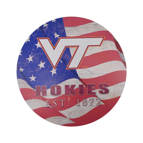 Virginia Tech USA Flag Logo 12" Wall Sign