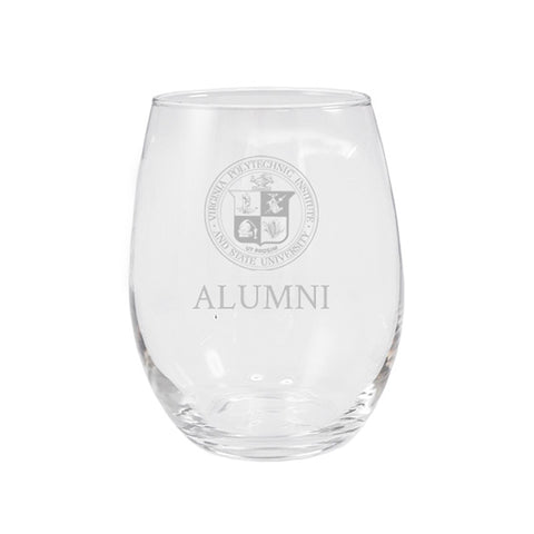 Virginia Tech University Seal Alumni Stemless Wine Glass