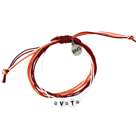 Virginia Tech VT Bracelet with Silver Tone Beads