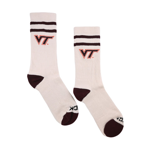 Virginia Tech Vintage Crew Sock: White