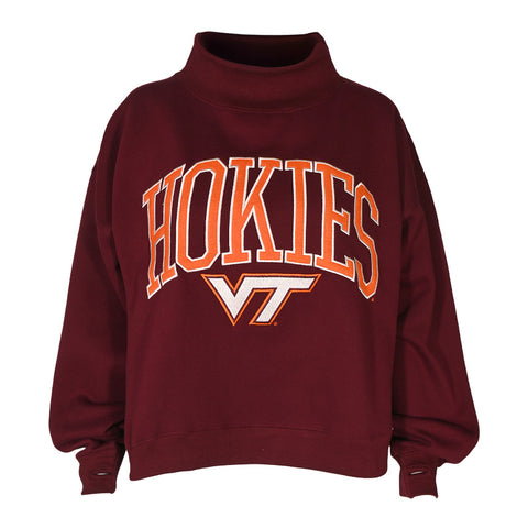 Virginia Tech Women's Applique Mock Neck Sweatshirt: Maroon