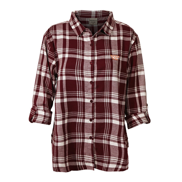 Virginia Tech Women's Boyfriend Plaid Button-Down Shirt – Campus Emporium