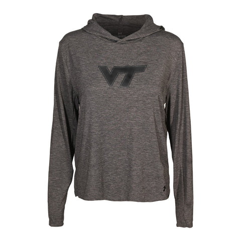 Virginia Tech Women's Breezy Hooded Performance Long-Sleeved Top: Charcoal by Under Armour