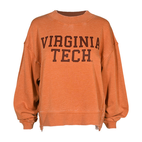 Virginia Tech Women's Burnout Crewneck Sweatshirt: Orange