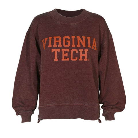 Virginia Tech Women's Burnout Mock-Neck Sweatshirt: Maroon