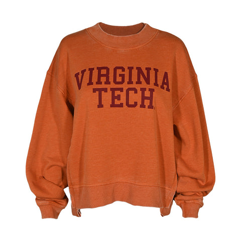 Virginia Tech Women's Burnout Mock-Neck Sweatshirt: Orange