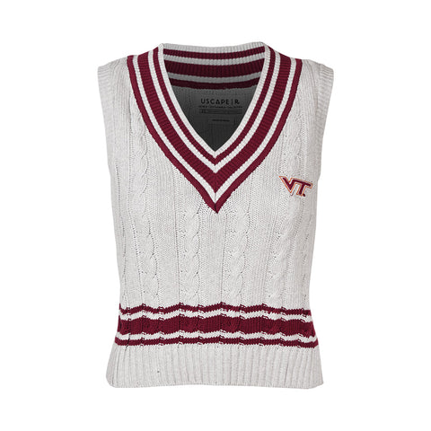 Virginia Tech Women's Cable Knit Vest: Ash