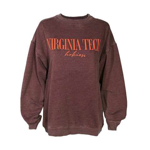 Virginia Tech Women's Campus Crew Sweatshirt: Merlot