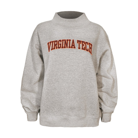 Virginia Tech Women's Classic Mock-Neck Sweatshirt: Heather Gray