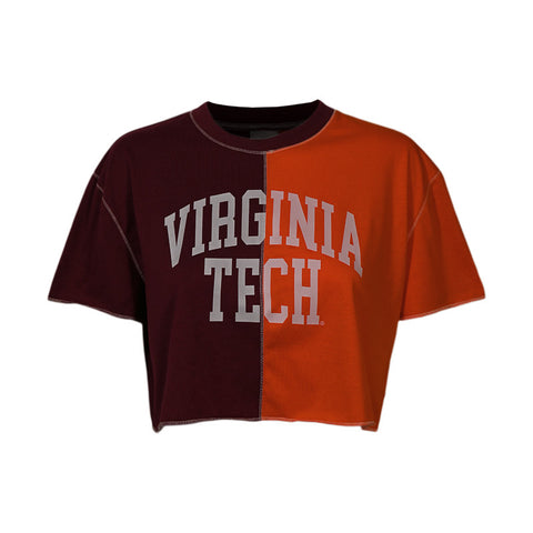 Virginia Tech Women's Colorblock T-Shirt: Maroon and Orange