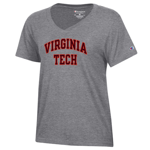 Virginia Tech Women's Core V-Neck T-Shirt: Granite by Champion