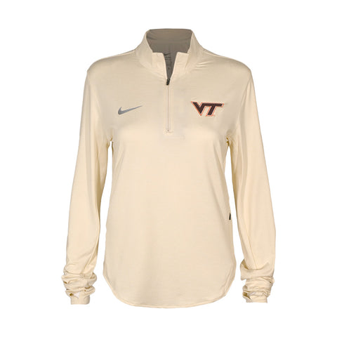 Virginia Tech Women's Dri-FIT Swift Heathered Half-Zip: Natural by Nike