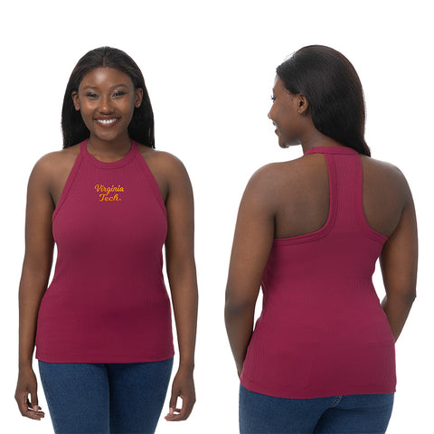 Virginia Tech Women's High Neck Tank: Maroon