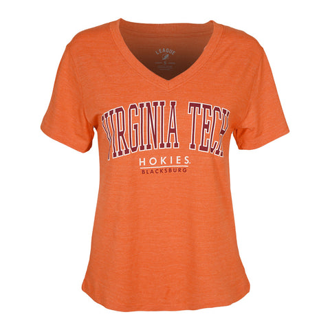 Virginia Tech Women's Intramural V-neck T-Shirt by League: Orange