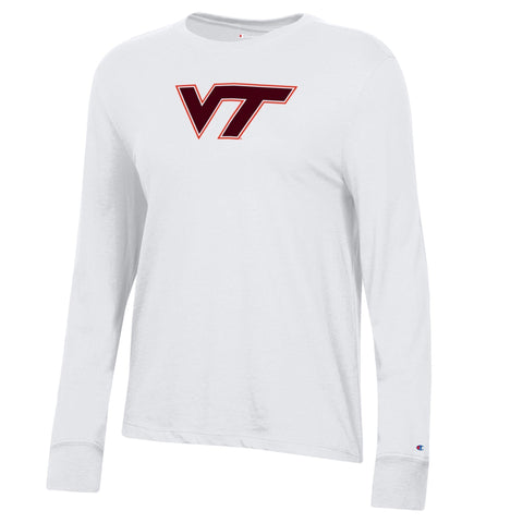 Virginia Tech Women's Logo Core Long-Sleeved T-Shirt: White by Champion