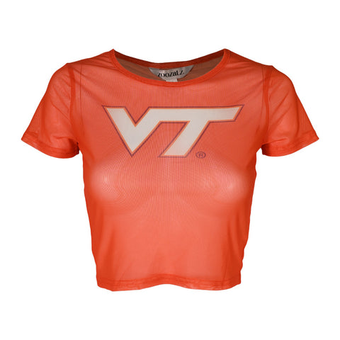 Virginia Tech Women's Mesh Baby T-shirt: Orange