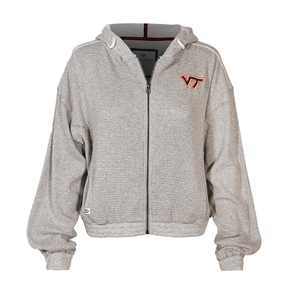 Virginia Tech Women's Midge Cropped Waffle Full-Zip Hoodie – Campus Emporium