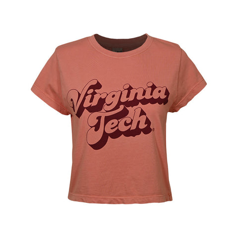 Virginia Tech Women's Montauk Crop T-shirt: Coral
