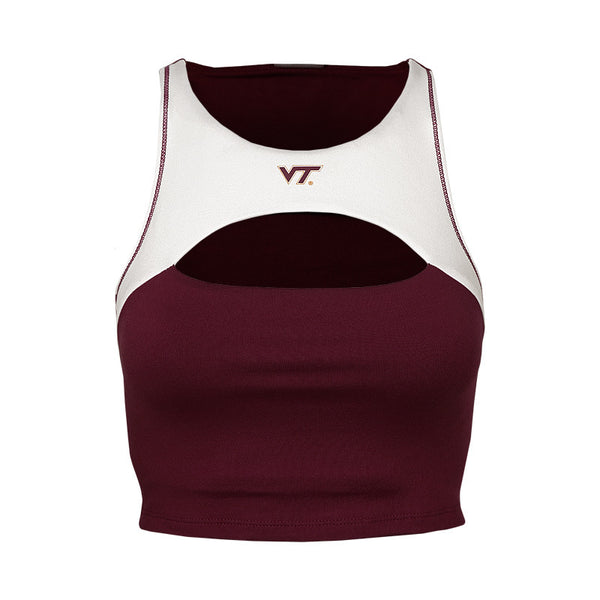 Virginia Tech Women's Peek A Boo Sports Bra: Maroon White – Campus Emporium