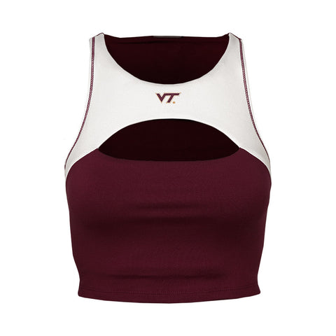 Virginia Tech Women's Peek A Boo Sports Bra: Maroon White