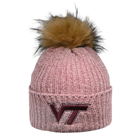 Virginia Tech Women's Pink Pom Beanie by New Era