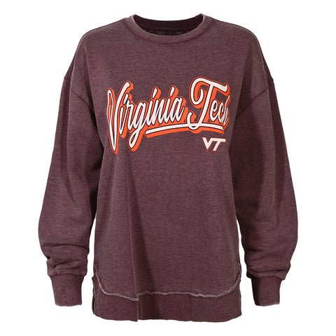 Virginia Tech Women's Poncho Fleece Crewneck: Maroon