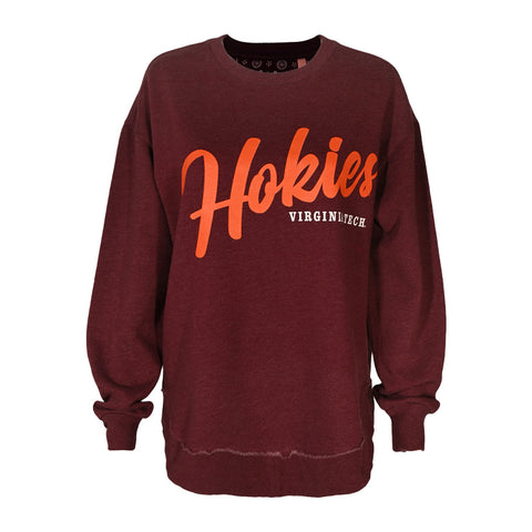 Virginia Tech Women's Poncho Home Team Crewneck Sweatshirt: Maroon