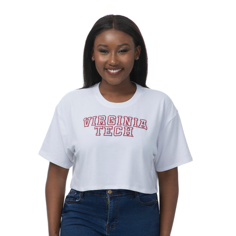 Virginia Tech Women's Puff Ink Crop T-shirt: White