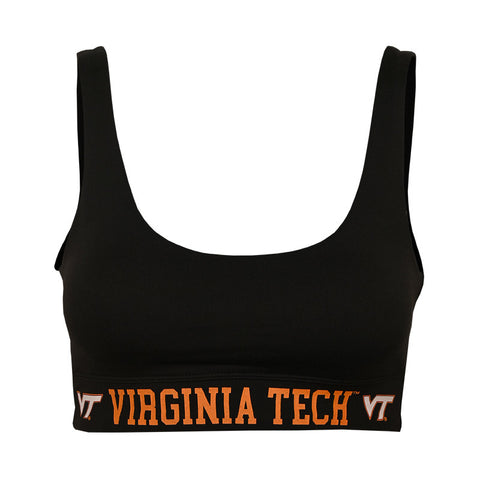 Virginia Tech Women's Scoop Sports Bra: Black